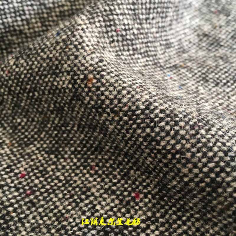 50%羊毛雙經(jīng)雙緯彩點(diǎn)港花呢面料450克